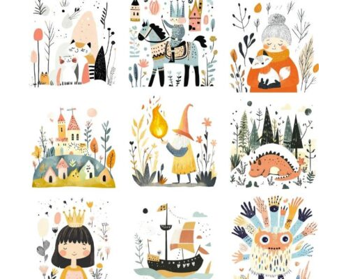 Prompt Minimalist Pastel Fairytale Children Art