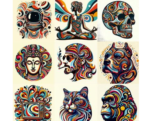 Prompt Retro Psychedelic Vector Illustrations