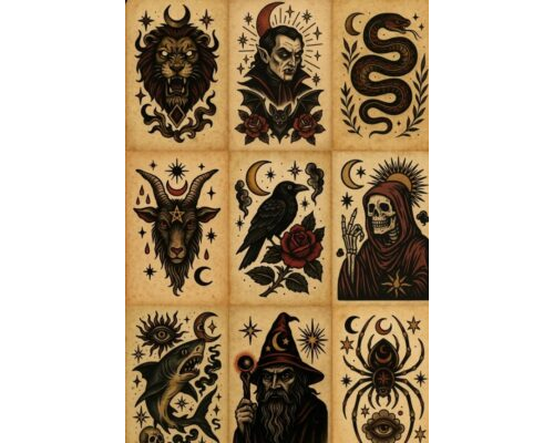 Prompt Mystical Tarot Style Illustration Tattoos