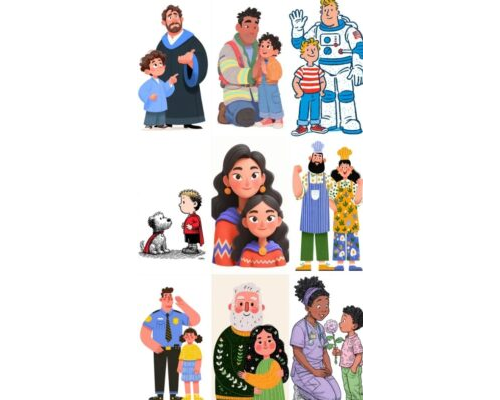 Prompt Minimalist Comic Duo Illustrations