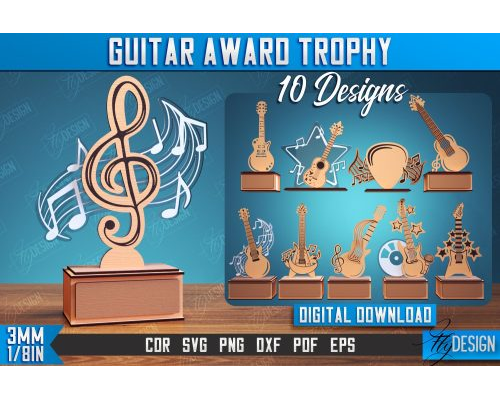 Guitar Award Trophy Laser Cut Design