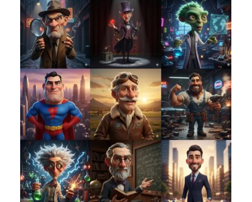 Prompt 3D Stylized Caricature Heroes