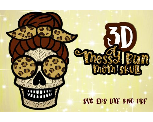 Tips Jual 3D Messy Bun Mom Skull Layered SVG di Luar Negeri