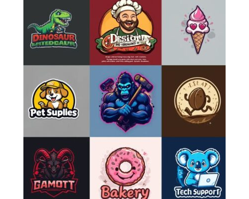 Prompt Vibrant Cartoon Logo Design Concepts