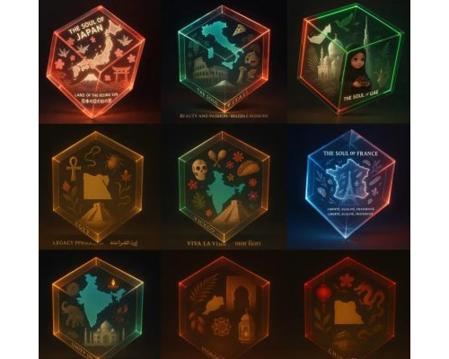 Prompt 3d Crystal Cube Countries