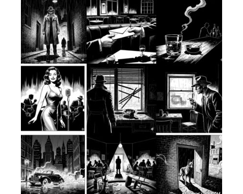 Prompt Gritty Film Noir Highcontrast Ink Art
