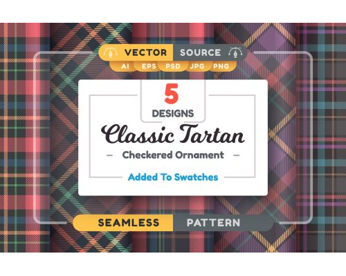 Tips Jual Set 5 Tartan Seamless Patterns Elements PNG di Luar Negeri