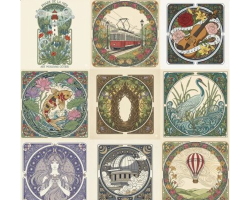 Prompt Line Art Nouveau Illustration Generator