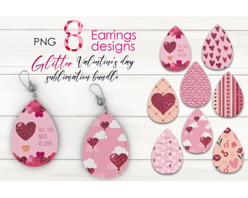 Tips Jual Sublimation Valentine Earrings Glitter Design di Luar Negeri