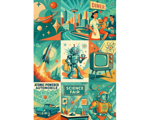 Prompt Retro Atomic Age Illustration Studios