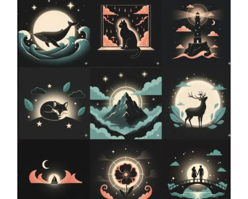 Prompt Minimal Glow Silhouette Posters