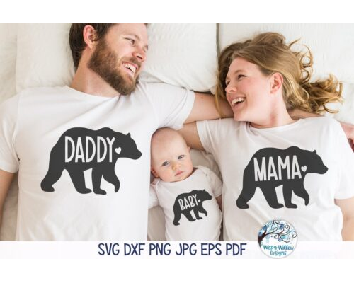 Daddy Mama and Baby Bear SVG
