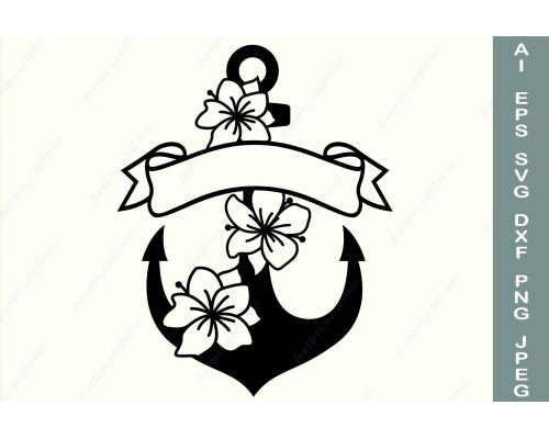 Tips Jual Anchor and Ribbon Split Floral Anchor SVG di Luar Negeri