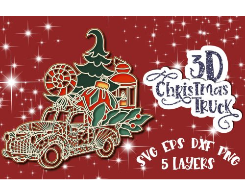 Tips Jual 3D Christmas truck svg Papercut Mandala 3d Winter New year