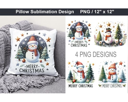 Tips Jual Merry Christmas Snowman Pillow Sublimation PNG di Luar Negeri