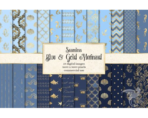Tips Jual Blue and Gold Mermaid Digital Paper di Luar Negeri