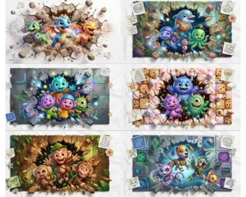 Prompt Cute 3D Creatures Wall Pops