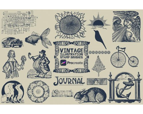 Tips Jual Procreate Vintage Bits Stamp Brush Set di Luar Negeri