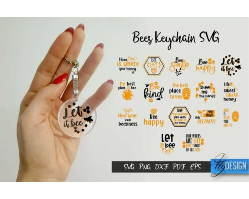 Bees Keychain Patters SVG