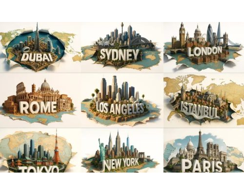 Prompt 3D Mini Cityscape Posters