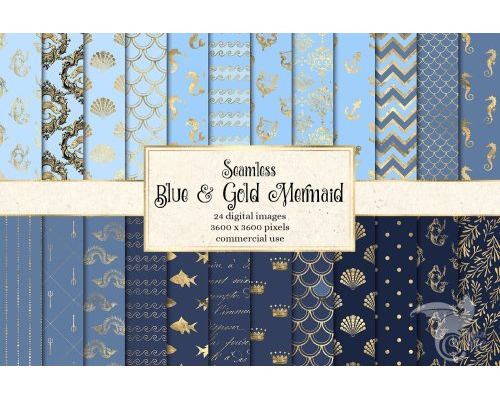 Tips Jual Blue and Gold Mermaid Digital Paper di Luar Negeri