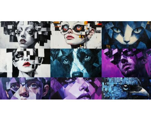 Prompt Geometric Cube Paintings