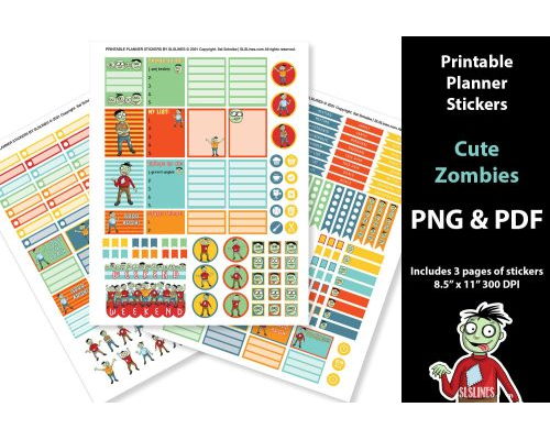 Tips Jual Printable Planner Stickers Cute Zombies Halloween di Luar Negeri