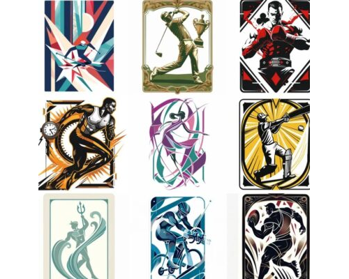 Prompt Art Deco Athlete Cards Actionelegances
