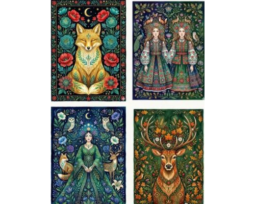 Prompt Vibrant Folk Watercolor Art