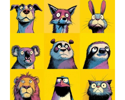 Prompt Awesome Yellow Pop Art Animals