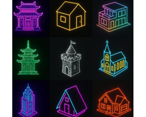 Prompt Neon Styled Architecture Designs