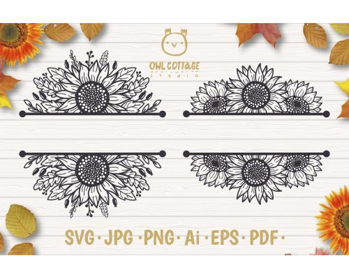 Tips Jual Sunflowers Split Border Monograms Set SVG di Luar Negeri