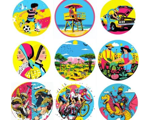 Prompt Round Sticker In Vivid Pop Colors