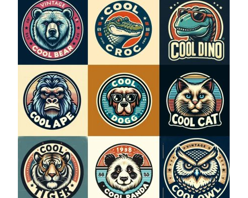 Prompt Cool Retro Animal Logos