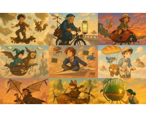 Prompt Skybound Messengers In Ghibli Dreams