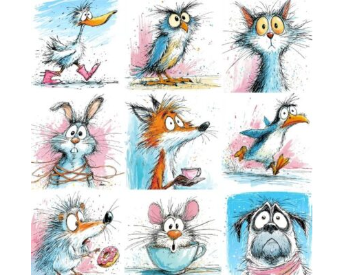 Prompt Whimsical Shocked Animal Illustrations