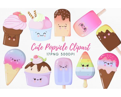 Kawaii Ice cream PNG Bundle