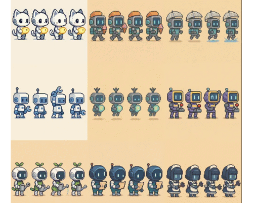 Prompt Cute Anime Robot Sprite Sheets
