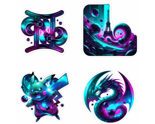 Prompt Liquidmetal Neon Sticker Art