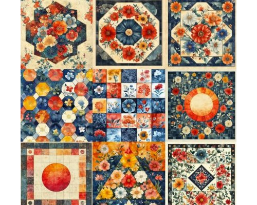 Prompt Watercolor Hanafuda Patterns