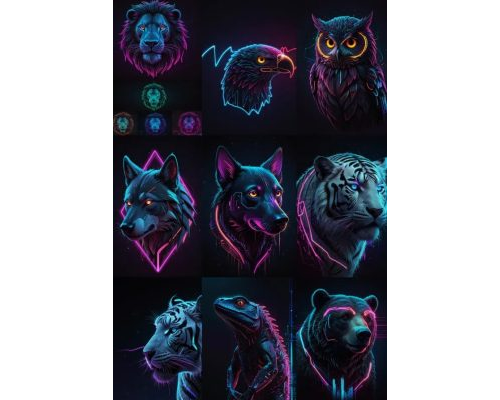 Prompt Neon Cyberpunk Animal Avatars