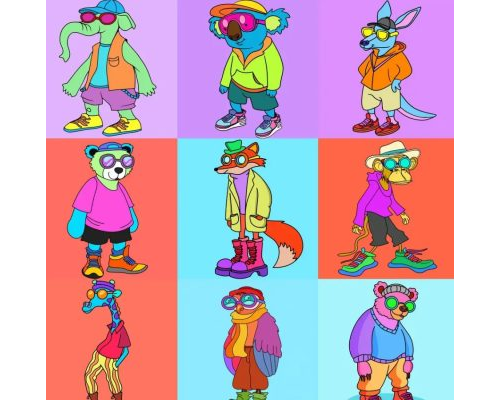 Prompt Vibrant Cartoon Animals Illustrations