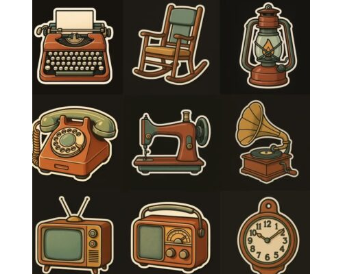 Prompt Vintage Stickers Cliparts