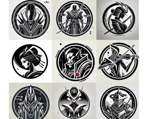 Prompt Monochrome Futuristic Character Icons