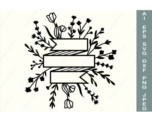 Tips Jual Floral Ribbon Banner Split Monogram Family Name di Luar Negeri