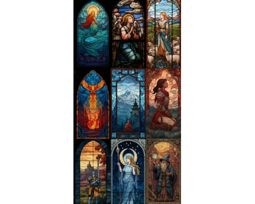 Prompt Stained Glass Fantasy Art