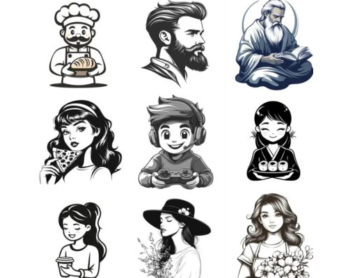 Prompt Simple Vector Characters For Logos