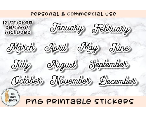 Tips Jual Vintage Months Printable Planner Stickers PNG di Luar Negeri
