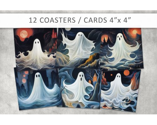 Tips Jual Halloween Ghost Square Coaster Bundle di Luar Negeri