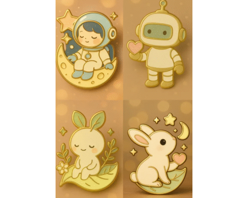 Prompt Golden Enamelpin Portraits